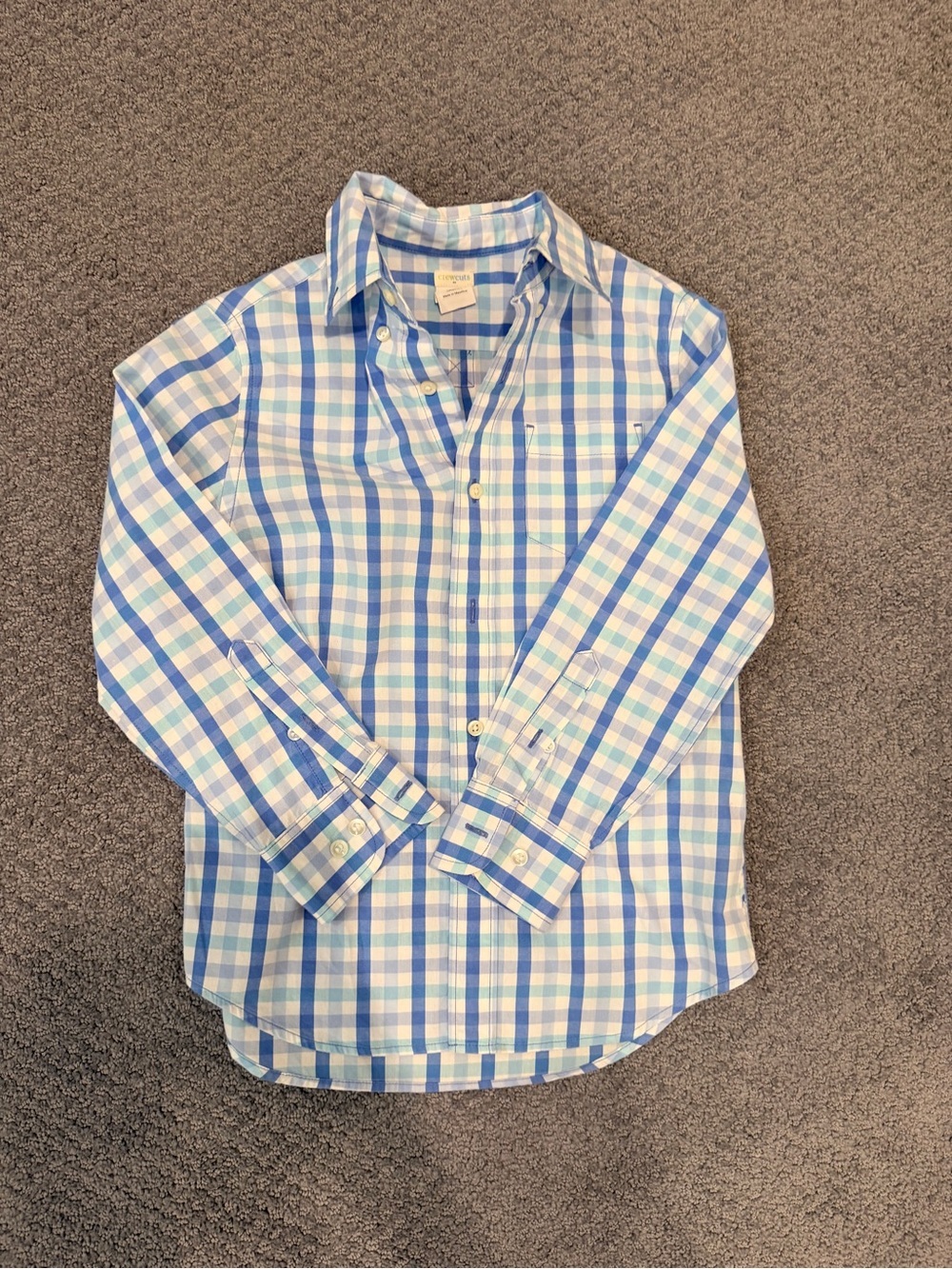 Crewcuts Blue & White Plaid Button-Down Shirt